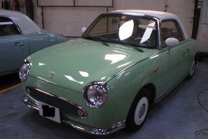left hand drive nissan figaro for sale USA emerald green LHD Figaro