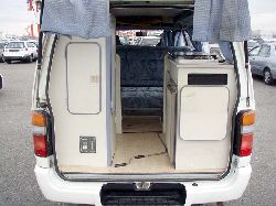 rear view with door open hiace campervan